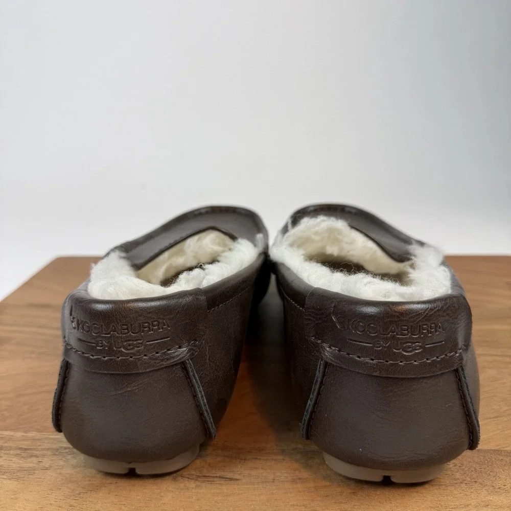 New Mens Koolaburra By Ugg Tipton Smooth Brown‎ Faux Fur Lined Slippers Size 8 M